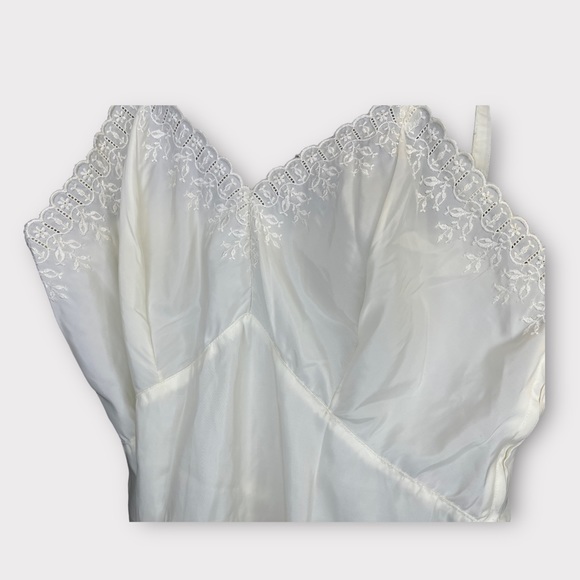 Vintage 50s 60s Ivory‎ White Slip Dress Embroidered Floral Lace Unbranded - Picture 3 of 7